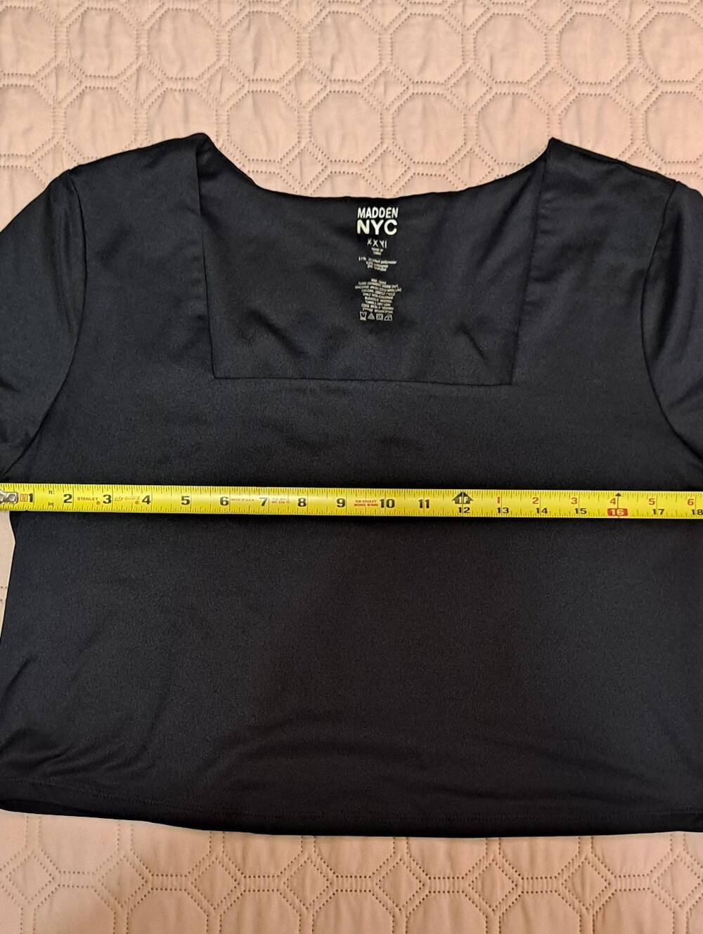 Madden NYC Black Square-Neck Short Sleeve Top XXXL - Picture 4 of 5